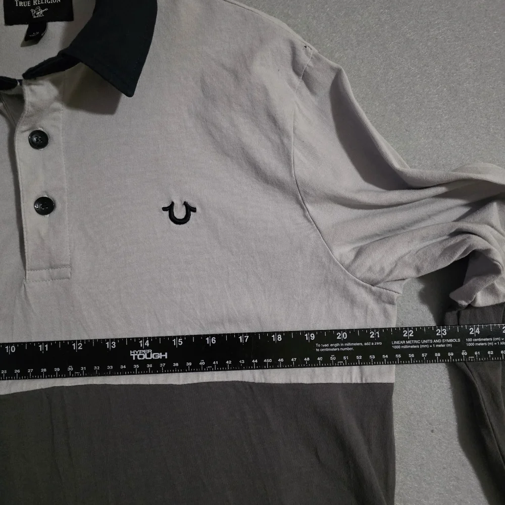 True Religion Mens Color Block Rugby Shirt 100% Cotton 104933 Size Large
